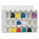Rangement mural multi-compartiments pour petits objets MultiStore, 18 boîtes de rangement, volume 4,7 l, L 600 x P 108 x H 410 mm, panneau de bois et polystyrène