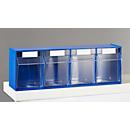 Rangement pour petits objets MultiStore, taille 4, L 600 x P 137 x H 207 mm, volume 8,4 l, empilable, polystyrène, bleu/transp.