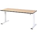 Rau Adlatus werkbank, elektrisch in hoogte verstelbaar, 22 mm MDF-plaat, tot 300 kg, B 2000 x D 800 x H 720-1120 mm, bruin/lichtgrijs