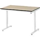 Rau Adlatus werktafel, elektrisch in hoogte verstelbaar, 22 mm MDF blad, tot 150 kg, B 1250 x D 800 x H 720-1120 mm, bruin/lichtgrijs