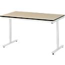 Rau Adlatus werktafel, elektrisch in hoogte verstelbaar, 22 mm MDF blad, tot 150 kg, B 1500 x D 800 x H 720-1120 mm, bruin/lichtgrijs