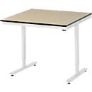 Rau Adlatus werktafel, elektrisch in hoogte verstelbaar, 22 mm MDF-plaat, tot 150 kg, B 1000 x D 1000 x H 720-1120 mm, bruin/lichtgrijs