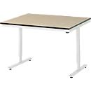 Rau Adlatus werktafel, elektrisch in hoogte verstelbaar, 22 mm MDF-plaat, tot 150 kg, B 1250 x D 1000 x H 720-1120 mm, bruin/lichtgrijs