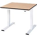 Rau Adlatus werktafel, elektrisch in hoogte verstelbaar, 22 mm MDF-plaat, tot 300 kg, B 1000 x D 1000 x H 720-1120 mm, bruin/lichtgrijs