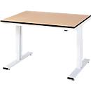 Rau Adlatus werktafel, elektrisch in hoogte verstelbaar, 22 mm MDF-plaat, tot 300 kg, B 1250 x D 1000 x H 720-1120 mm, bruin/lichtgrijs