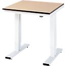 Rau Adlatus werktafel, elektrisch in hoogte verstelbaar, 22 mm MDF-plaat, tot 300 kg, B 750 x D 800 x H 720-1120 mm, bruin/lichtgrijs