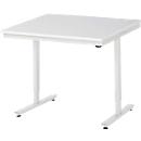 Rau Adlatus werktafel, elektrisch in hoogte verstelbaar, 22 mm spaanplaat met melamine bekleding, tot 150 kg, B 1000 x D 1000 x H 720-1120 mm, lichtgrijs