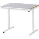 Rau Adlatus werktafel, elektrisch in hoogte verstelbaar, 25 mm MDF-plaat, plaatstalen bekleding, 150 kg, B 1000 x D 800 x H 720-1120 mm, zilver/lichtgrijs