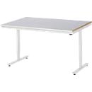 Rau Adlatus werktafel, elektrisch in hoogte verstelbaar, 25 mm MDF-plaat, plaatstalen bekleding, 150 kg, B 1500 x D 1000 x H 720-1120 mm, zilver/lichtgrijs