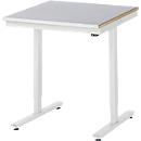 Rau Adlatus werktafel, elektrisch in hoogte verstelbaar, 25 mm MDF-plaat, plaatstalen bekleding, 150 kg, B 750 x D 800 x H 720-1120 mm, zilver/lichtgrijs