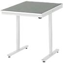 Rau Arbeitstisch Adlatus, elektrisch höhenverstellbar, 25 mm Spanplatte, Linoleumbelag, 150 kg, B 750 x T 1000 x H 720-1120 mm, hellgrau/lichtgrau