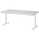 Rau ESD-Arbeitstisch Adlatus, elektrisch höhenverstellbar, 28 mm Spanplatte mit Melaminbelag, bis 150 kg, B 2000 x T 1000 x H 720-1120 mm, lichtgrau