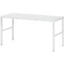 Rau ESD-onderbouwtafel E-serie, handmatig in hoogte verstelbaar, 28 mm spaanplaat met melamine coating, tot 450 kg, B 1800 x D 500 x H 650-1000 mm, lichtgrijs