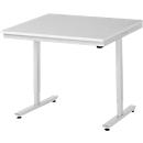 Rau ESD-werktafel Adlatus, elektrisch in hoogte verstelbaar, 28 mm spaanplaat met melamine coating, tot 150 kg, B 1000 x D 1000 x H 720-1120 mm, lichtgrijs