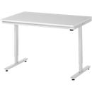 Rau ESD-werktafel Adlatus, elektrisch in hoogte verstelbaar, 28 mm spaanplaat met melamine coating, tot 150 kg, B 1250 x D 800 x H 720-1120 mm, lichtgrijs