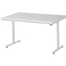 Rau ESD-werktafel Adlatus, elektrisch in hoogte verstelbaar, 28 mm spaanplaat met melamine coating, tot 150 kg, B 1500 x D 1000 x H 720-1120 mm, lichtgrijs