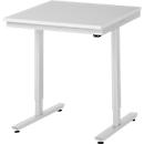 Rau ESD-werktafel Adlatus, elektrisch in hoogte verstelbaar, 28 mm spaanplaat met melamine coating, tot 150 kg, B 750 x D 800 x H 720-1120 mm, lichtgrijs