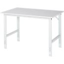 Rau ESD-werktafel Tom, handmatig in hoogte verstelbaar, 28 mm spaanplaat met melamine coating, tot 500 kg, B 1250 x D 800 x H 760-1080 mm, lichtgrijs