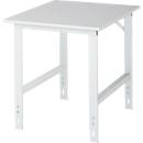 Rau ESD-werktafel Tom, handmatig in hoogte verstelbaar, 28 mm spaanplaat met melamine coating, tot 500 kg, B 750 x D 1000 x H 760-1080 mm, lichtgrijs