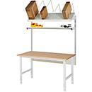 Rau Packtischsystem 01 Arbeitstisch-Serie Tom, B 2000 x T 800 x H 760-1080 mm, Buche-Massivholzplatte, bis 500 kg