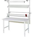 Rau Packtischsystem 02 Arbeitstisch-Serie Tom, B 1500 x T 1000 x H 760-1080 mm, Buche-Massivholzplatte, bis 500 kg