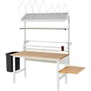 Rau Packtischsystem 04 Arbeitstisch-Serie Tom, B 1500 x T 1000 x H 760-1080 mm, Buche-Massivholzplatte, bis 500 kg