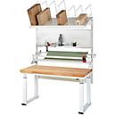 Rau Packtischsystem 05 Werbank-Serie adlatus 600, B 2000 x T 700 x H 740-1140 mm, Buche-Massivholzplatte, bis 600 kg