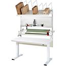 Rau Packtischsystem 05 Werktisch-Serie adlatus 300, B 1500 x T 800 x H 720-1120 mm, Melamin-Platte, bis 300 kg