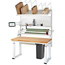 Rau Packtischsystem 06 Werbank-Serie adlatus 600, B 2000 x T 900 x H 740-1140 mm, Buche-Massivholzplatte, bis 600 kg