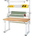 Rau Système de tables d'emballage 02 Série d'établis adlatus 600, L 2000 x P 700 x H 740-1140 mm, plateau en hêtre massif, jusqu'à 600 kg
