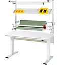 Rau Système de tables d'emballage 02 Série de tables d'atelier adlatus 300, L 2000 x P 800 x H 720-1120 mm, plateau en mélamine, jusqu'à 300 kg