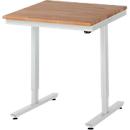 Rau Table de travail Adlatus, réglage électrique de la hauteur, plateau en bois massif huilé de 25 mm, jusqu'à 150 kg, L 750 x P 800 x H 720-1120 mm, hêtre/gris clair