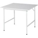 Rau Table de travail ESD Jerry, réglable en hauteur manuellement, plateau en aggloméré 28 mm avec revêtement mélaminé, jusqu'à 300 kg, L 1000 x P 1000 x H 800-850 mm, gris clair