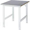 Rau Table de travail Tom, hauteur réglable manuellement, plateau MDF 25 mm avec revêtement en tôle d'acier, jusqu'à 500 kg, L 750 x P 1000 x H 760-1080 mm, argent/gris clair