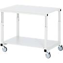 Rau tafelwagen serie E, 2 etages, melamine panelen, stalen buisframe, 4 TPE zwenkwielen, B 1000 x D 700 x H 650-1000 mm, tot 450 kg, lichtgrijs