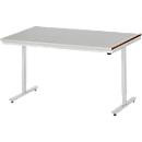 Rau werktafel Adlatus, elektrisch in hoogte verstelbaar, 25 mm MDF blad, roestvrij stalen bekleding, tot 150 kg, B 1500 x D 800 x H 720-1120 mm, zilver/lichtgrijs