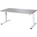 Rau werktafel Adlatus, elektrisch in hoogte verstelbaar, 25 mm MDF-plaat met roestvrijstalen coating, tot 300 kg, B 2000 x D 1000 x H 720-1120 mm, zilver/lichtgrijs