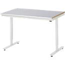 Rau werktafel Adlatus, elektrisch in hoogte verstelbaar, 25 mm MDF-plaat, plaatstalen bekleding, 150 kg, B 1250 x D 800 x H 720-1120 mm, zilver/grijs
