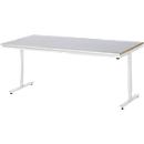 Rau werktafel Adlatus, elektrisch in hoogte verstelbaar, 25 mm MDF-plaat, plaatstalen bekleding, 150 kg, B 2000 x D 1000 x H 720-1120 mm, zilver/grijs
