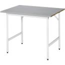 Rau werktafel Jerry, handmatig in hoogte verstelbaar, 25 mm MDF blad met roestvrij stalen bekleding, tot 300 kg, B 1000 x D 800 x H 800-850 mm, zilver/lichtgrijs