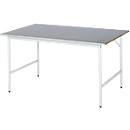 Rau werktafel Jerry, handmatig in hoogte verstelbaar, 25 mm MDF-plaat met plaatstalen bekleding, tot 300 kg, B 1500 x D 1000 x H 800-850 mm, zilver/grijs