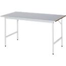 Rau werktafel Jerry, handmatig in hoogte verstelbaar, 25 mm MDF-plaat met plaatstalen bekleding, tot 300 kg, B 1500 x D 800 x H 800-850 mm, zilver/lichtgrijs