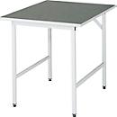 Rau werktafel Jerry, handmatig in hoogte verstelbaar, 25 mm spaanplaat met linoleum bekleding, tot 300 kg, B 750 x D 1000 x H 800-850 mm, lichtgrijs/lichtgrijs
