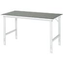 Rau werktafel Tom, handmatig in hoogte verstelbaar, 25 mm spaanplaat met linoleum bekleding, tot 500 kg, B 1500 x D 800 x H 760-1080 mm, lichtgrijs/lichtgrijs