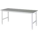 Rau werktafel Tom, handmatig in hoogte verstelbaar, 25 mm spaanplaat met linoleum bekleding, tot 500 kg, B 2000 x D 800 x H 760-1080 mm, lichtgrijs/lichtgrijs