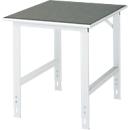 Rau werktafel Tom, handmatig in hoogte verstelbaar, 25 mm spaanplaat met linoleum bekleding, tot 500 kg, B 750 x D 1000 x H 760-1080 mm, lichtgrijs/lichtgrijs
