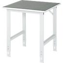 Rau werktafel Tom, handmatig in hoogte verstelbaar, 25 mm spaanplaat met linoleum bekleding, tot 500 kg, B 750 x D 800 x H 760-1080 mm, lichtgrijs/lichtgrijs