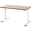 Rau Werktisch Adlatus, elektrisch höhenverstellbar, 22 mm MDF-Platte, bis 300 kg, B 1500 x T 800 x H 720-1120 mm, braun/lichtgrau