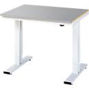 Rau Werktisch Adlatus, elektrisch höhenverstellbar, 25 mm MDF-Platte mit Edelstahlbelag, bis 300 kg, B 1000 x T 800 x H 720-1120 mm, silber/lichtgrau