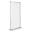 Raumteiler magnetoplan, Acryl doppelseitig/Metall, ohne Magnethaft-Leiste, T-Fuss, B 1000 x T 350 x H 1800 mm, semi-transparent